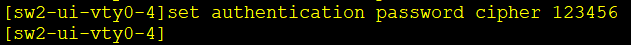 `set authentication password cipher 123456`命令